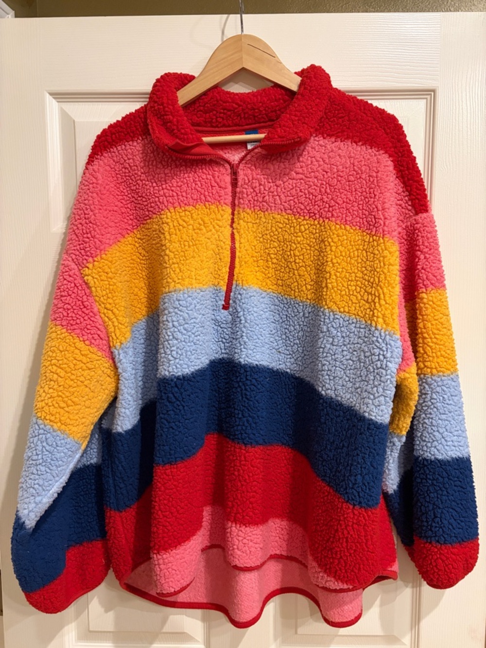 Old Navy 3X Sherpa Half-Zip Turtleneck Pullover Striped Cozy Fleece Sweatshirt